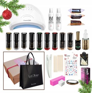 Prezentowy zestaw do paznokci hybrydowych - lampa + 8x lakier hybrydowy Boska Nails 6g + preparaty + akcesoria + gratis