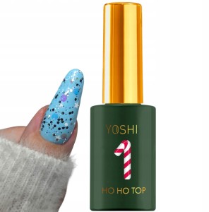 Yoshi HoHo Top No1 – Limitowany świąteczny top hybrydowy UV/LED srebrny blask z drobinkami 10ml