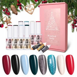 AlleLac Świąteczny zestaw do paznokci hybrydowych 8x kolorowy lakier w prezentowym pudełku + 3x słodkości zestaw 1