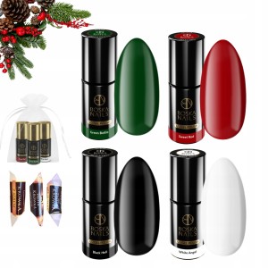 Boska Nails Świąteczny zestaw do paznokci hybrydowych - 4x kolorowy lakier + gratis
