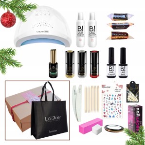 Prezentowy zestaw do paznokci hybrydowych - lampa + 4x lakier hybrydowy Boska Nails 6g + preparaty + akcesoria + gratis