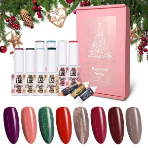 AlleLac Świąteczny zestaw do paznokci hybrydowych 8x kolorowy lakier w prezentowym pudełku + 3x słodkości zestaw 2