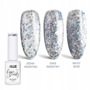 AlleLac Rosie Beauty Gel Polish Max Glow Srebrny lakier hybrydowy z brokatem LED/UV HEMA/Di-HEMA Free 6g