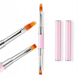 Molly Lac Pędzelek dwustronny do żelu i akrylożelu ombre pink nr 4 rozmiar 6 ze skuwką