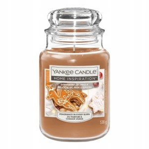 Yankee Candle Home Inspiration Gingerbread Jingle - Duża świeca zapachowa 538g palenie 90-120 godzin trzypoziomowe nuty Piernik, Cynamon, Wanilia