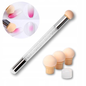 Dwustronny pędzel gąbka do ombre Nail Art - stempelek do zdobień paznokci + 3 wymienne gąbeczki