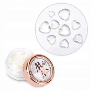 Molly Nails Ozdoby 3D do paznokci w słoiczku serduszka holograficzne #1 Clear