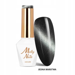 Molly Nails Cat Eye Seduction Nr 240 Black Obsession Gel Polish LED/UV HEMA/Di-HEMA Free Czarny magnetyczny lakier hybrydowy z efektem kociego oka 8g