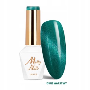 Molly Nails Cat Eye Seduction Nr 242 Allure Green Gel Polish LED/UV HEMA/Di-HEMA Free Zielony magnetyczny lakier hybrydowy z efektem kociego oka 8g