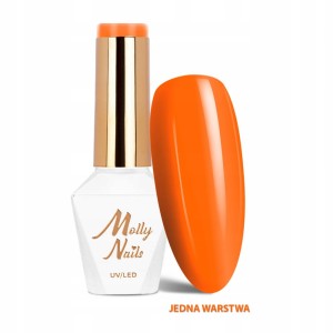Molly Nails Lakier Hybrydowy Neonowy Pomarańczowy 283 Hot Mango 8g – kolekcja Vivid Vibes HEMA Free lato