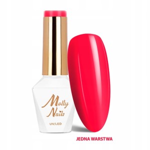 Molly Nails Lakier Hybrydowy Neonowy Różowo-Czerwony 284 Pink Riot 8g – kolekcja Vivid Vibes HEMA Free lato