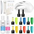 Sunone Zestaw do paznokci hybrydowych w prezentowym pudełku - lampa Led UV + 6x lakier hybrydowy 5g + preparaty + akcesoria.jpg