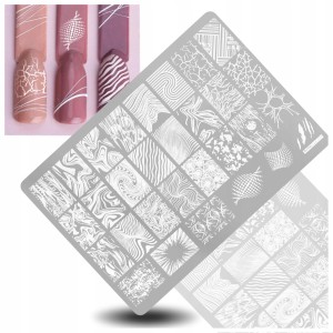 Blaszka do stampingu paznokci plus-034 – Płytka z Wzorami do Stempli Zdobienia Nail Art