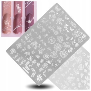 Blaszka do stampingu paznokci plus-055 – Płytka z Wzorami do Stempli Zdobienia Nail Art