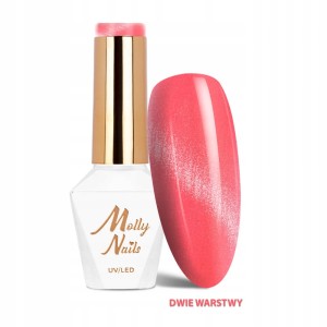 Lakier hybrydowy Cat Eye Pastel Molly Nails 275 Coral różowo pomarańczowy 8 g