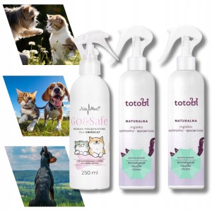 Zestaw 2+1 spray na kleszcze dla pisa i kot Totobi 300 ml x2 + AlleMed Go&Safe 250 ml