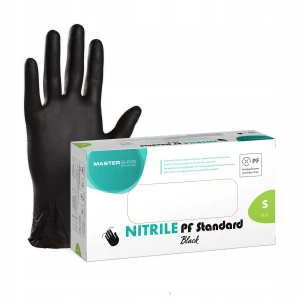 Master Glove Rękawiczki Nitrylowe Czarne Bezpudrowe S 100szt Fryzjer Tatuaż