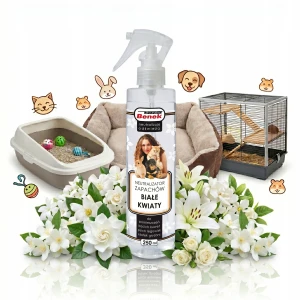 Super Benek Neutralizator Zapachów Spray do Kuwety i Legowiska Białe Kwiaty 250 ml