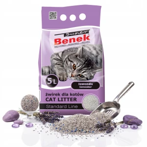 Super Benek Standard Lawenda Żwirek Bentonitowy Zbrylający dla Kota Gruby 1–4 mm Zapach Lawendowy Aseptyczny 5 L