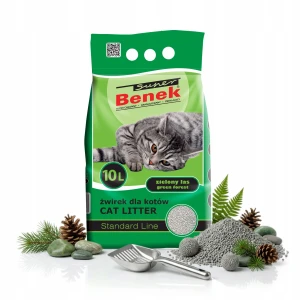 Super Benek Standard Zielony Las Żwirek Bentonitowy Zbrylający dla Kota Gruby 1–4 mm Zapach Pinia Las 10 L