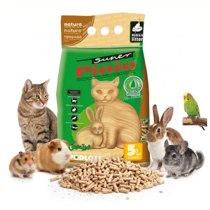 Super Pinio Naturalny Żwirek Drewniany Pellet Niezbrylający dla Kota Królika Chomika Biodegradowalny Spłukiwany w Toalecie 5 L