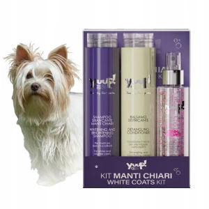 Yuup! White Coats Set Zestaw do Pielęgnacji Białej i Jasnej Sierści Psa i Kota Szampon + Odżywka + Serum Pink Velvet Maltańczyk Bichon 3 szt.