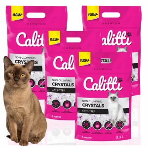 Calitti Crystals Żwirek Silikonowy Niezbrylający dla Kota Bezpyłowy Bezzapachowy 3,8 L 4-pak