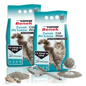 Super Benek Optimum Galapagos Żwirek Bentonitowy Zbrylający dla Kota Drobny 0,5–2 mm Zapach Bryzy Morskiej Mniej Roznoszony 5 L 2-pak