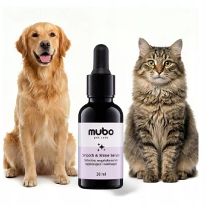 Mubo Serum Wygładzające Nawilżające do Sierści Psa i Kota z Olejem Migdałowym Nabłyszczające Antystatyczne z Pipetą 30 ml