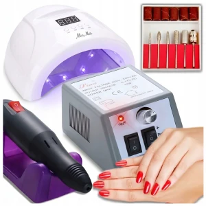 Molly Nails Zestaw do Manicure Hybrydowego Lampa UV LED 48W 1S PRO 30 Diod Frezarka 10W 15000 obr/min Manicure Pedicure