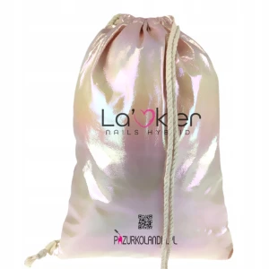 La'Kier Plecak Worek Szkolny Sportowy Damski Holo Jasnoróżowy Wodoodporny Pojemny na Buty Siłownię Basen 33x44 cm