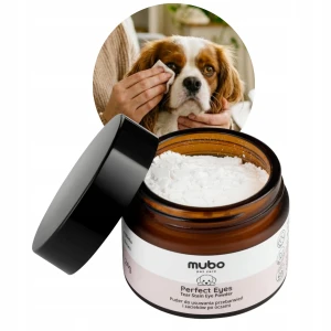 Mubo Perfect Eye Puder do Usuwania Zacieków pod Oczami Psa i Kota Pochłania Wilgoć Wybielający Jasna Sierść 24 g