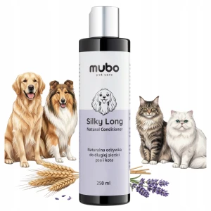 Mubo Silky Long Odżywka do Długiej Sierści Psa i Kota Nawilżająca Wygładzająca Olej Jojoba Rycynowy Proteiny Bez Silikonów 250 ml