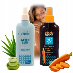 MadiS Zestaw Aloha Tropic Olejek Marchewkowy SPF50 i Emulsja po Opalaniu