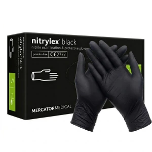 Nitrylex Rękawiczki Nitrylowe Czarne Bezpudrowe 100 szt rozmiar S