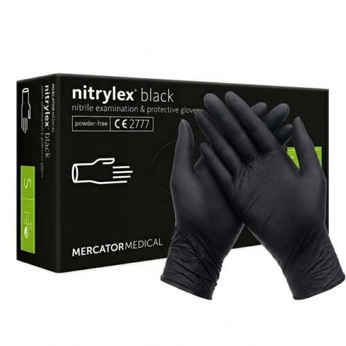 Nitrylex Rękawiczki Nitrylowe Czarne Bezpudrowe 100 szt rozmiar S.jpg