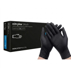 Nitrylex Rękawiczki Nitrylowe Czarne Bezpudrowe 100 szt rozmiar M