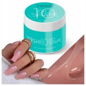 Yoshi Go Shape No10 Twardy żel do przedłużania paznokci samopoziomujący wyraźny Jasny Nude Peach 50ml