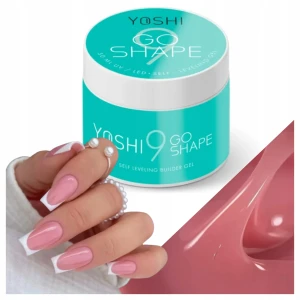 Yoshi Go Shape No9 Twardy żel do przedłużania paznokci samopoziomujący wyraźny Jasny Ciepły Róż 50ml