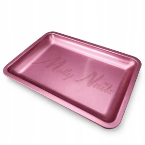 Molly Nails Tacka Kosmetyczna Metalowa na Narzędzia Różowa Kosmetyczne 180x125mm