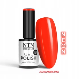 NTN Premium Lakier do Paznokci Hybrydowy 536 Neon Red czerwony neonowy na lato 5g