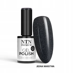 NTN Premium Lakier do Paznokci Hybrydowy 562 Black Glitter czarny brokatowy 5g